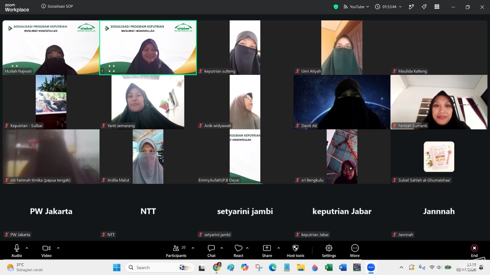 Keputrian PP Mushida Sosialisasikan SOP Dakwah Digital dan Pembentukan Ikatan Alumni Keputrian