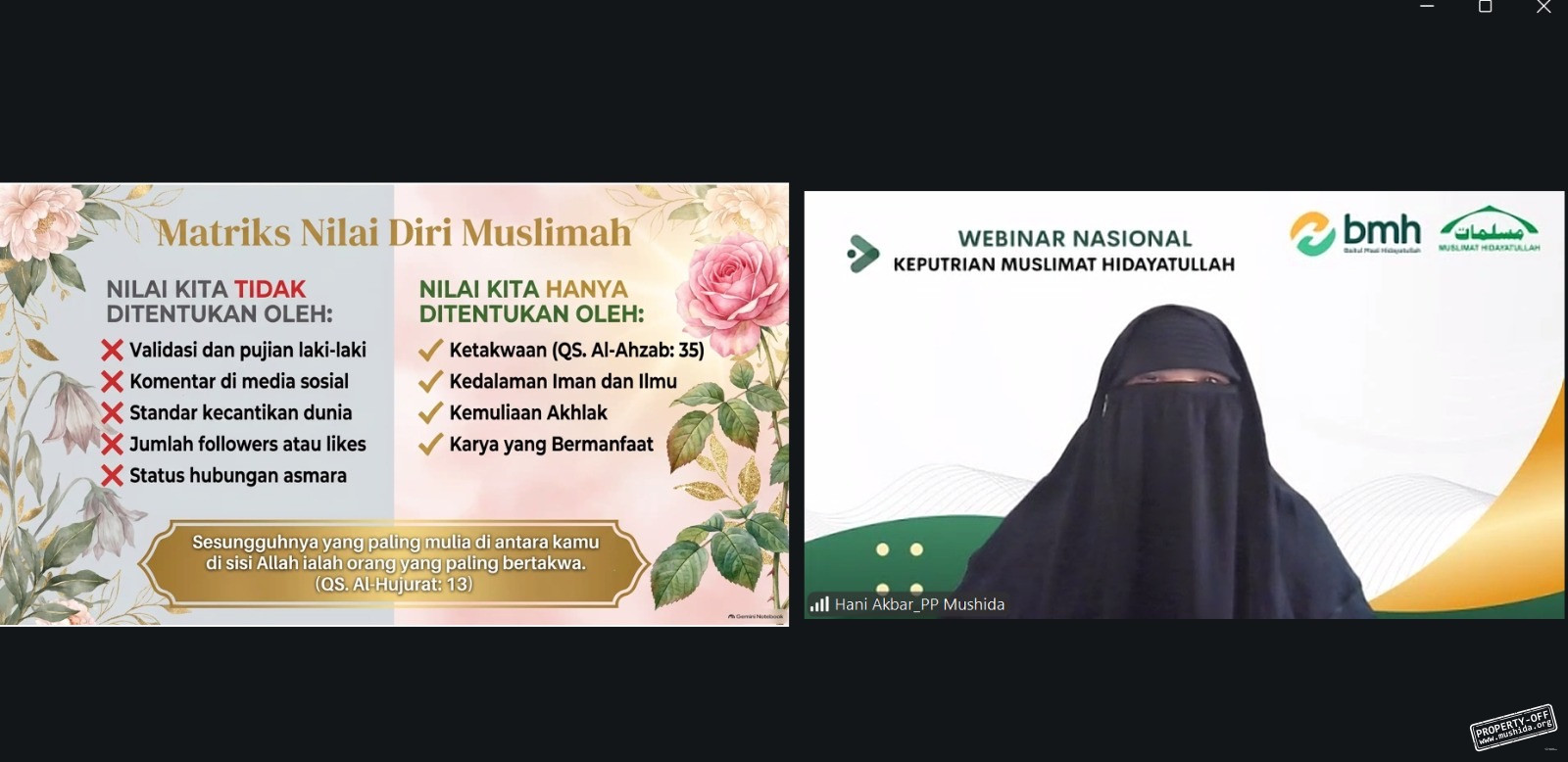 Keputrian Muslimat Hidayatullah Badung, Bali, Ikuti Webinar Nasional Keputrian PP Muslimat Hidayatullah