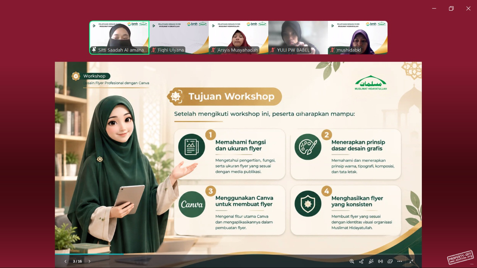 Pelatihan Desain Flyer Muslimat Hidayatullah, Perkuat Dakwah melalui Media Visual